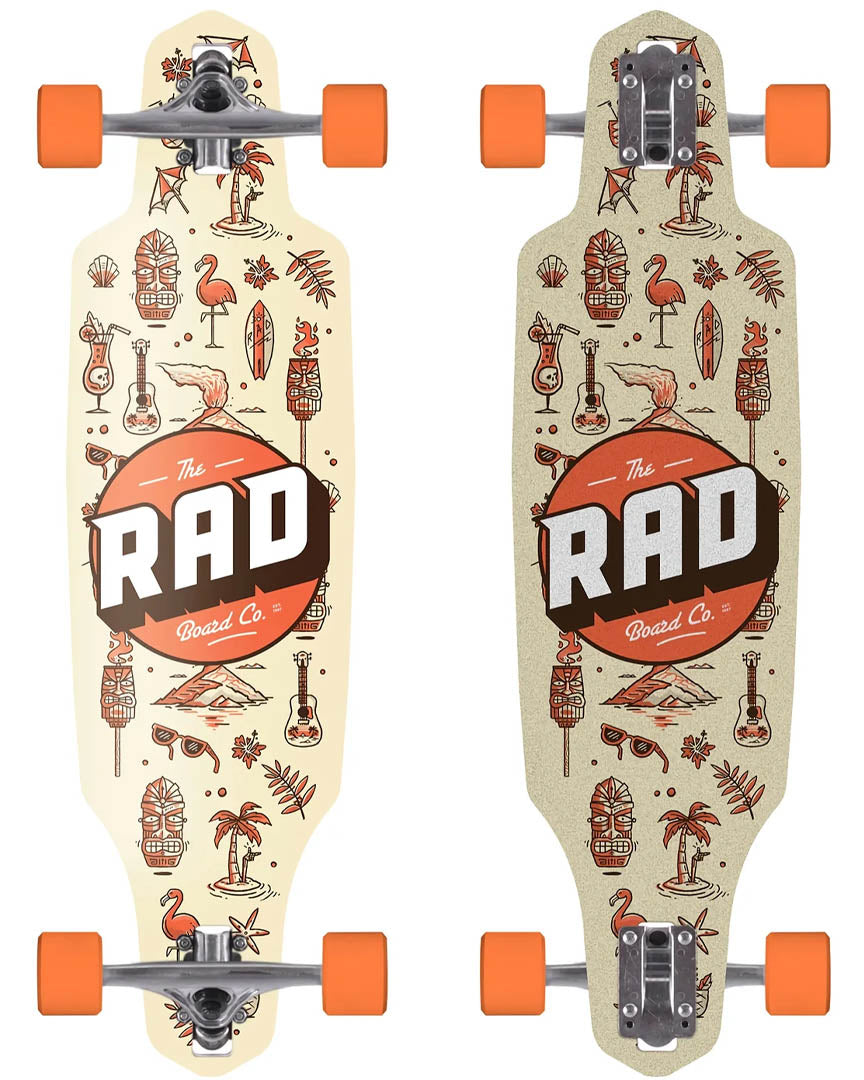 Tiki Wallpaper Drop Through Complete Longboard