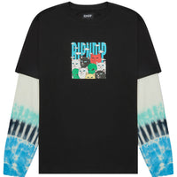 Bunched Up Double Long Sleeve T-Shirt - Black/Tie Dye