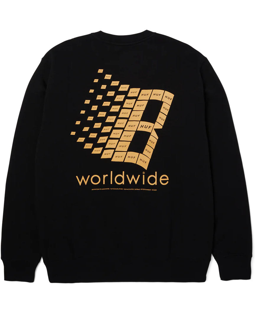 Back Huf Worldwide Long Sleeve HUF SET H T-SHIRT BLACK
