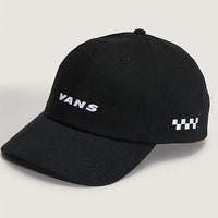 Check Side Curved Bill Hat - Black