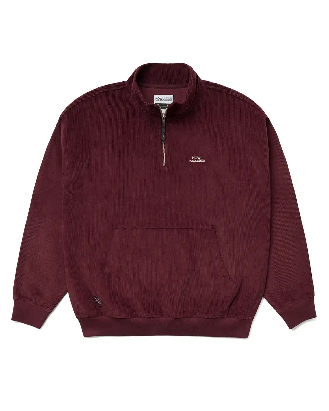 Corduroy Half Zip Sweatshirt - Burgandy
