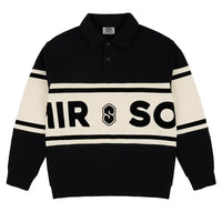 Fleece Rugby Sweatshirt - Black/Marshmallow
