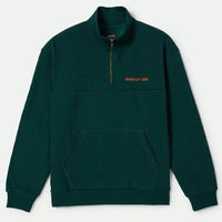 Embroidered Heavyweight Half Zip Sweatshirt - Deep Emerald