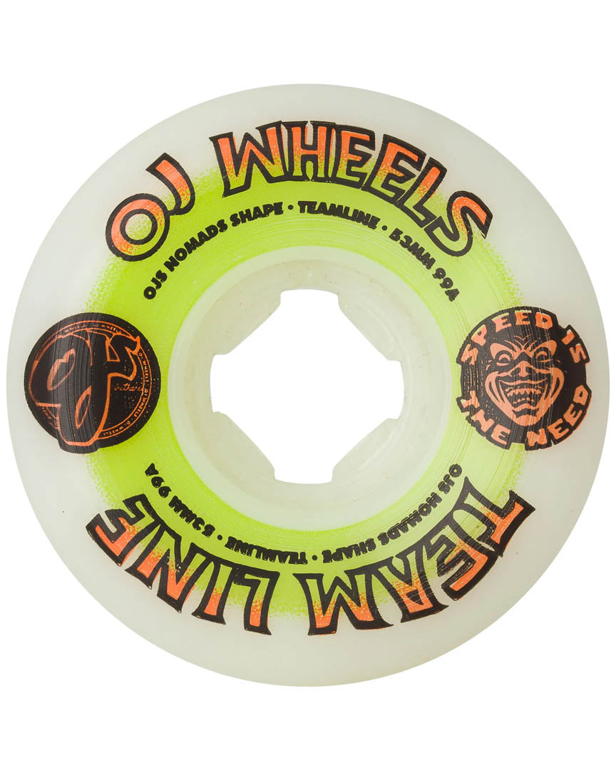 Roues De Skateboard Team Line Original White Nomads 99A - Green/Orange