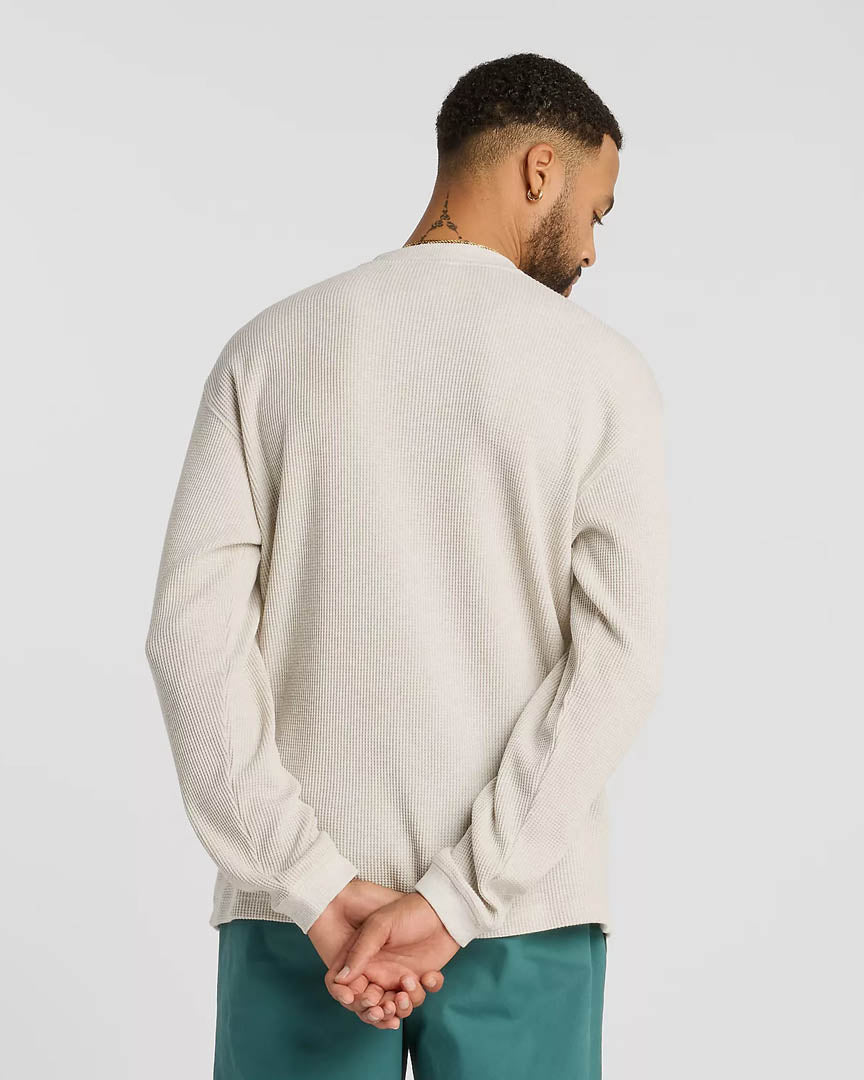 Numeric Waffle Knit Henley Long Sleeve T-Shirt - Oatmeal Heather