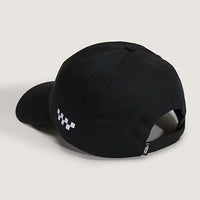 Check Side Curved Bill Hat - Black