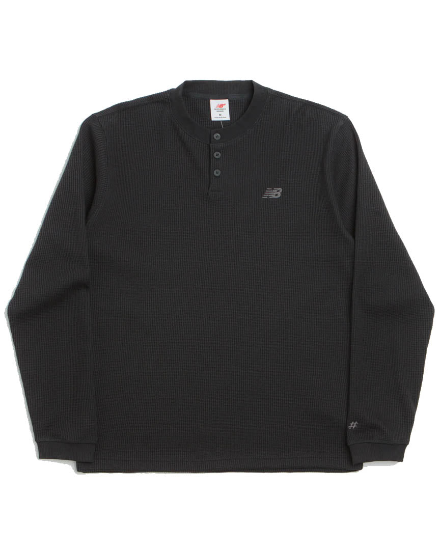 Numeric Waffle Knit Henle Long Sleeve T-Shirt - Black