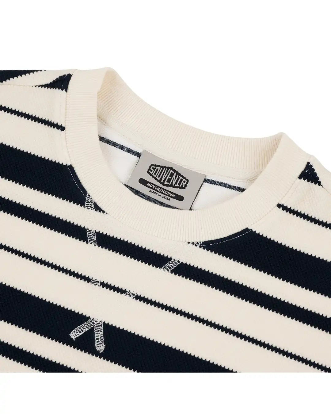 Striped Ultra Pique Sweatshirt - Marshmallow