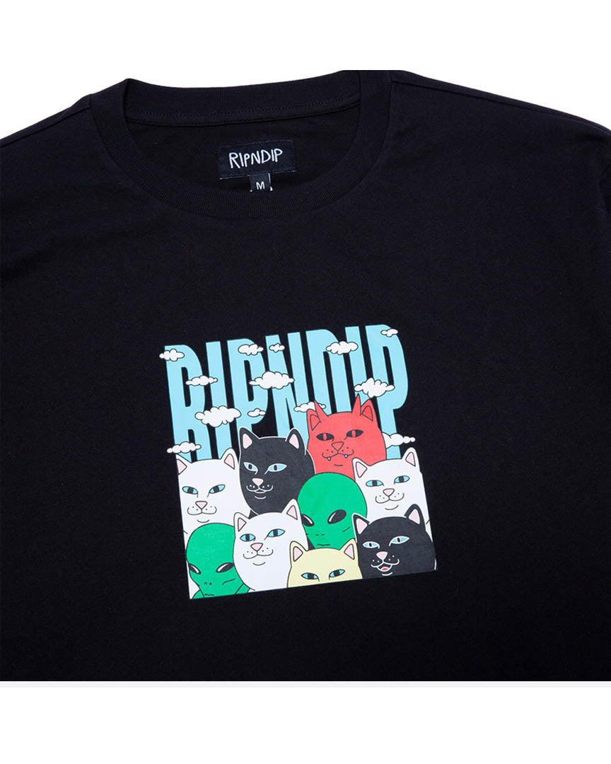 Bunched Up Double Long Sleeve T-Shirt - Black/Tie Dye