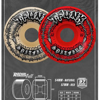 T-Funk Raw F4 99 Radial Full Skateboard Wheels - Red 57mm