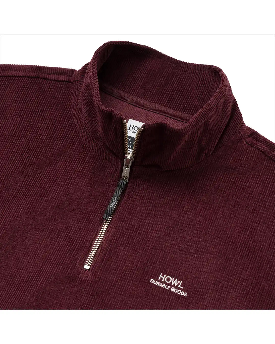 Corduroy Half Zip Sweatshirt - Burgandy