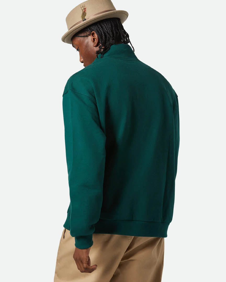 Embroidered Heavyweight Half Zip Sweatshirt - Deep Emerald