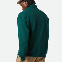 Embroidered Heavyweight Half Zip Sweatshirt - Deep Emerald