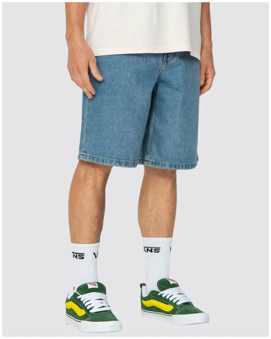 Short Check-5 Baggy Denim - Washed Black