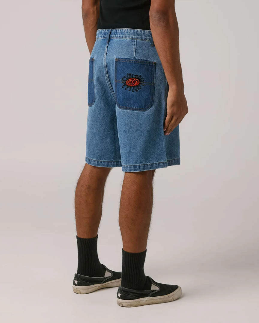 Reynold Halo Denim Shorts - Worn Blue