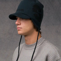 Knit Visor Cap Beanie - Black
