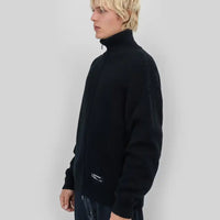Cotton Ouaté Rib Knit Fullzip - Black