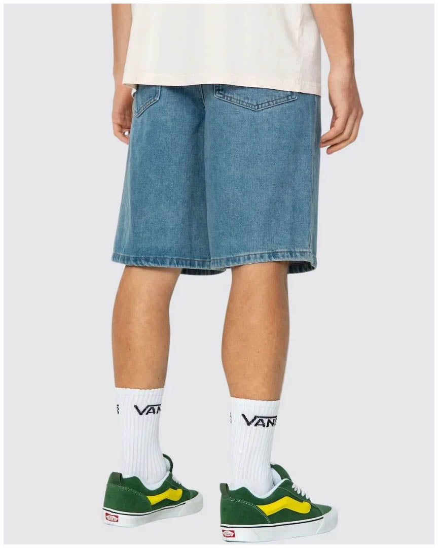 Short Check-5 Baggy Denim - Washed Black