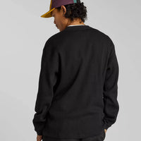 Numeric Waffle Knit Henle Long Sleeve T-Shirt - Black