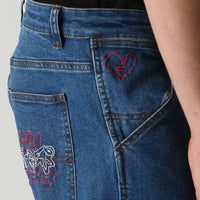 Distend Double Knee Demin Jeans - Dark Blue