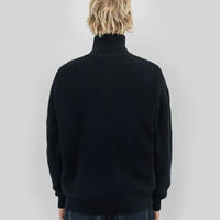 Cotton Ouaté Rib Knit Fullzip - Black