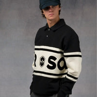 Fleece Rugby Sweatshirt - Black/Marshmallow