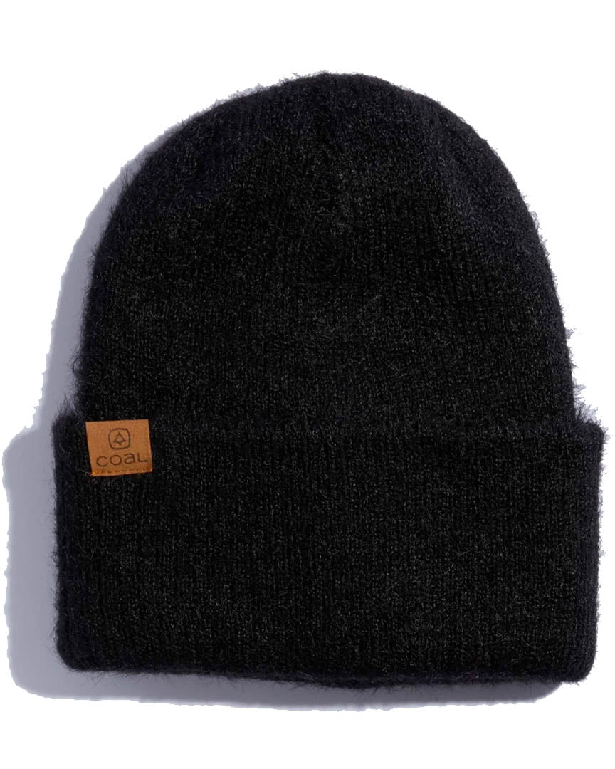 Beanie Pearl Fuzzy Knit - Black