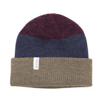 Frena Thick Knit Cuff Beanie - Dirt Brown Stripe