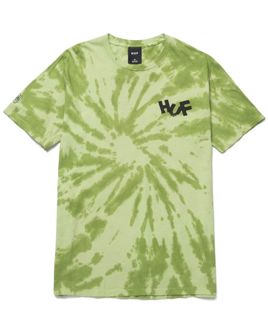 Huf Haze Brush Tie Dye T shirt Colour LIME Size M