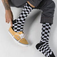 Checkerboard Crew Socks - Black/White Ch