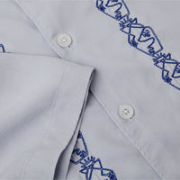 Doodle Bowling Shirt Long Sleeve T-Shirt - Light Blue