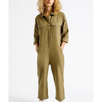 Melbourne Crop Overall Overalls - Washed Olive