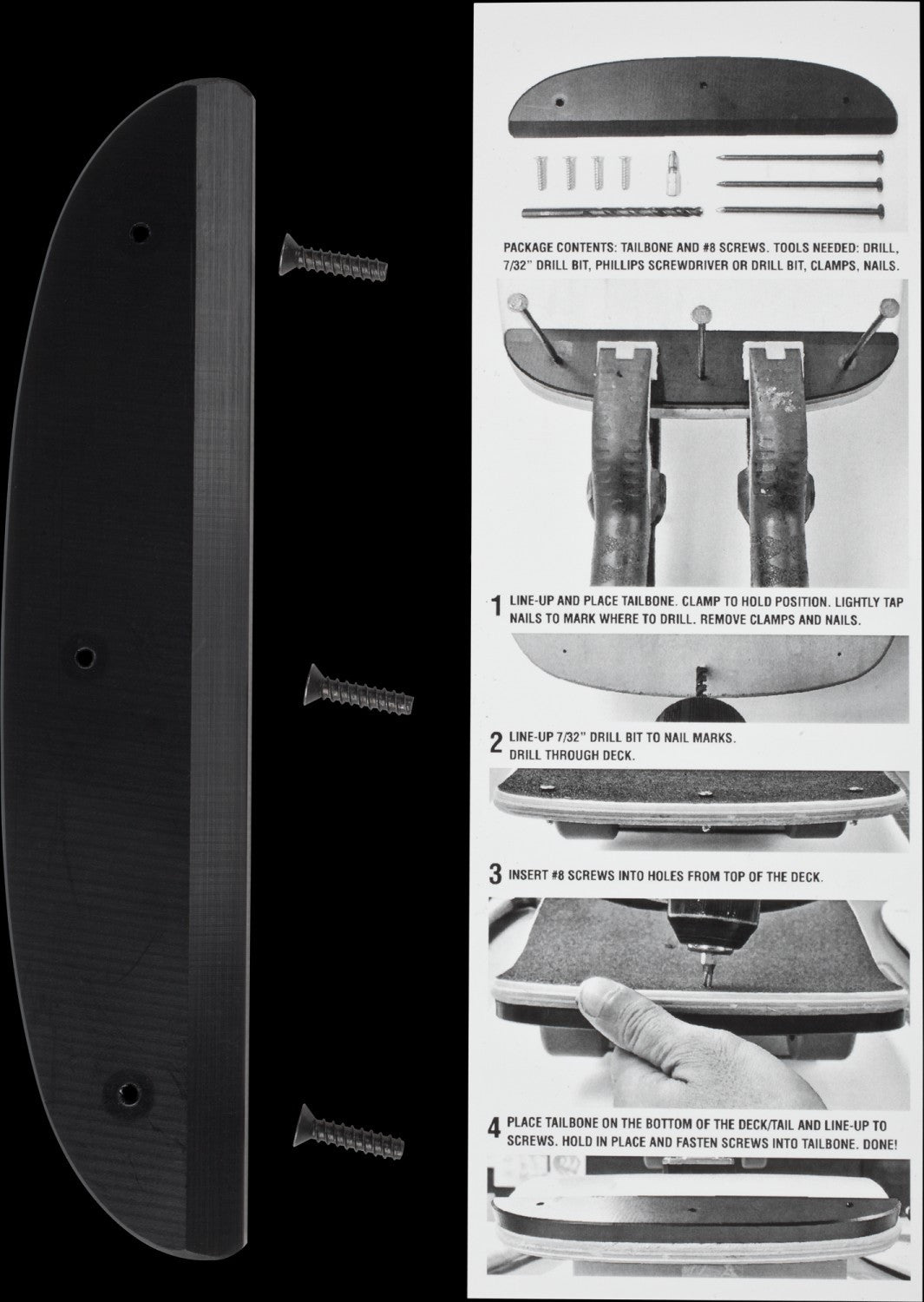 Tail Bone Skateboard Accessory - Black - Boutique Adrenaline