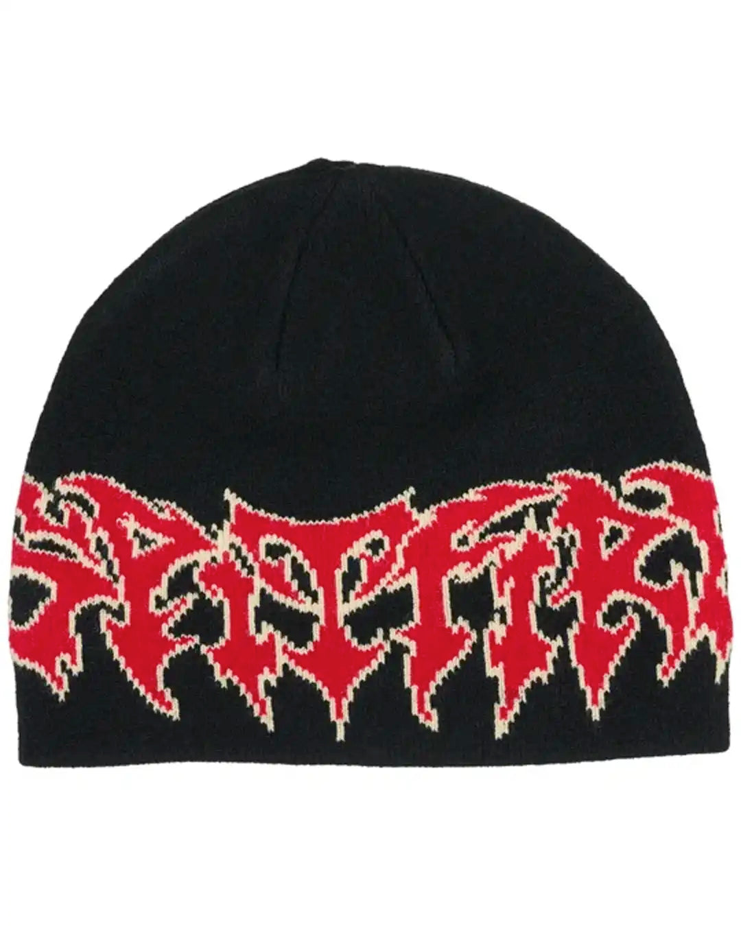 Demon Script Skully Beanie - Black/Red/Cream