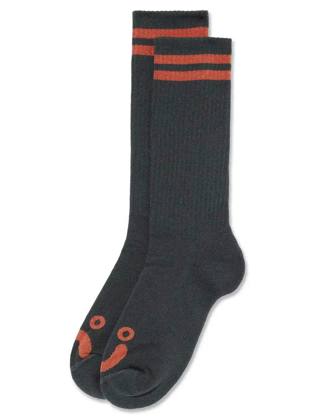 Happy Sad Long Rip Socks - Graphite/Orange