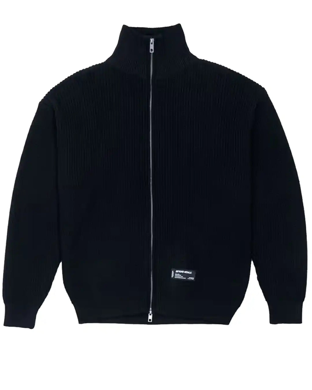 Rib Knit Fullzip Sweatshirt - Black