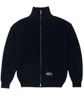 Rib Knit Fullzip Sweatshirt - Black