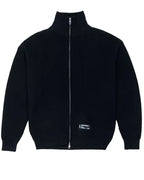 Rib Knit Fullzip Sweatshirt - Black