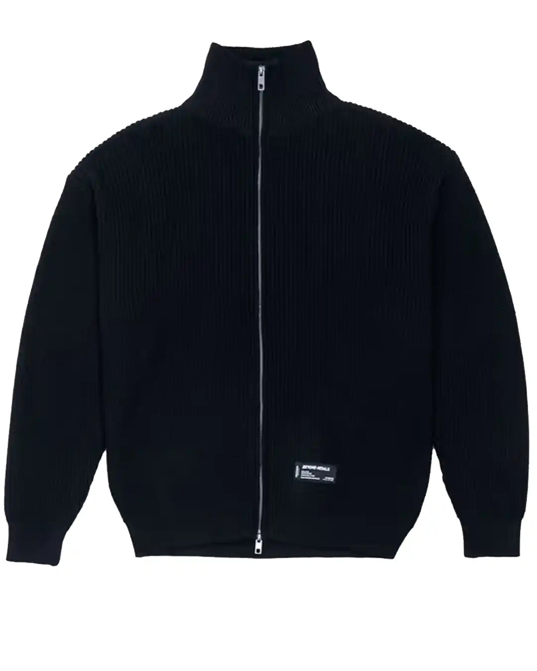 Rib Knit Fullzip Sweatshirt - Black