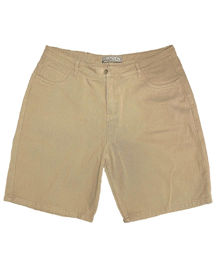 Short Wavy Jeans Shorts - Perf Beige