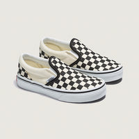 Kids Classic Slip-On Shoes - Checkerboard Black/White