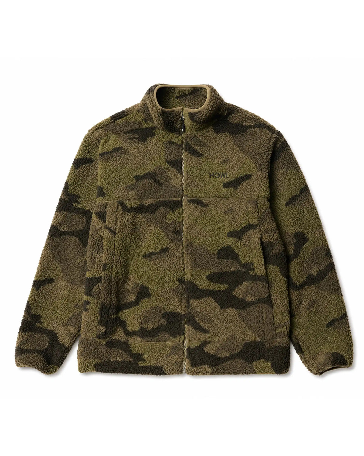 HOWL Berber Fleece Full Zip Jacket - Washed Camo