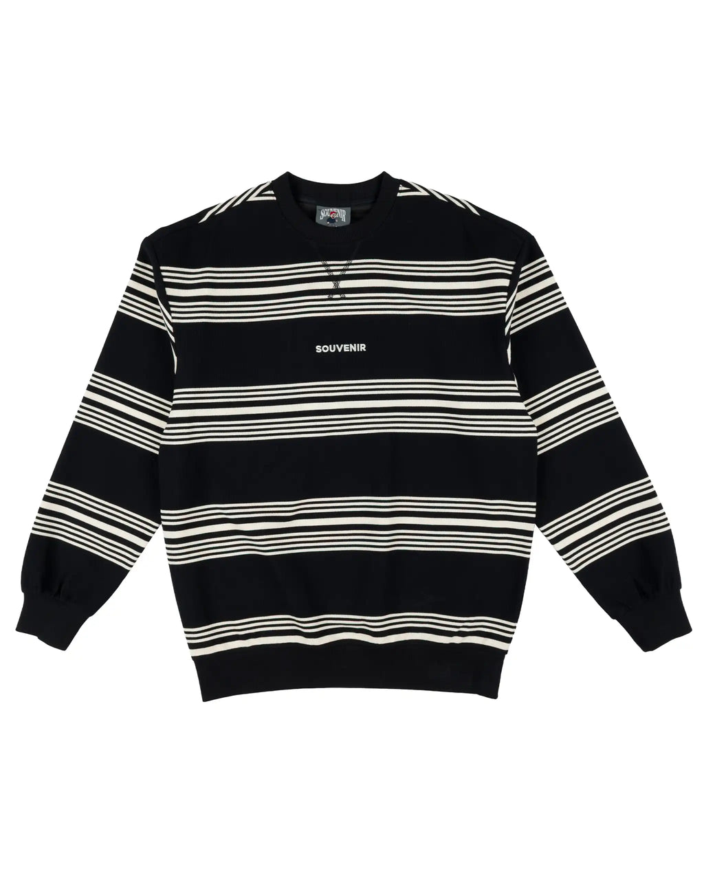 Coton ouaté Cotton Ouaté Stripped Crew - Black par SOUVENIR