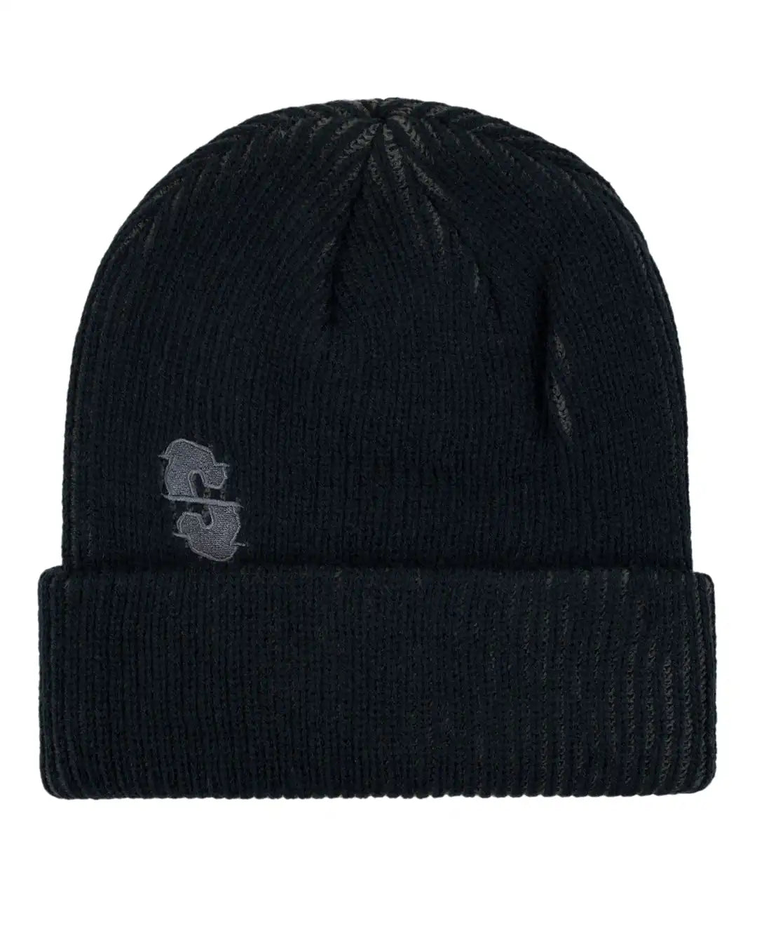 Two Tone Rib Beanie - Black