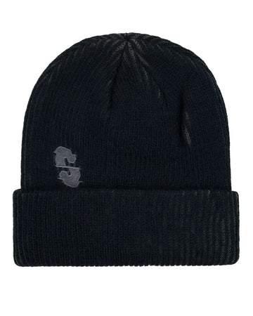 Two Tone Rib Beanie - Black
