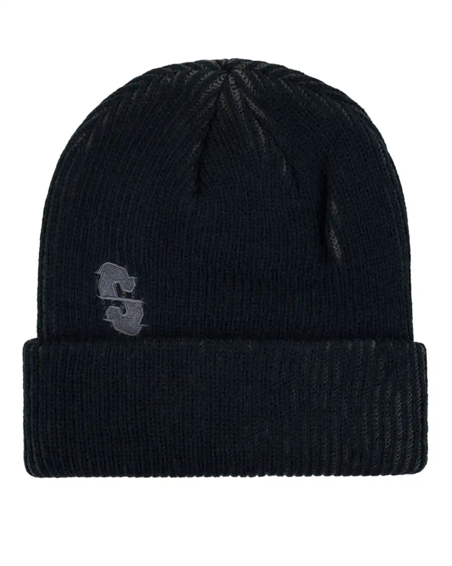 Two Tone Rib Beanie - Black