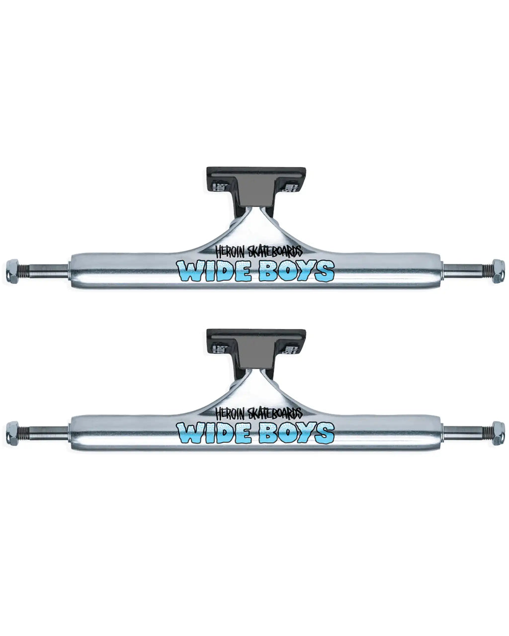 St1 Hollow Wide Boy Skateboard Trucks - Polished Silver/Black
