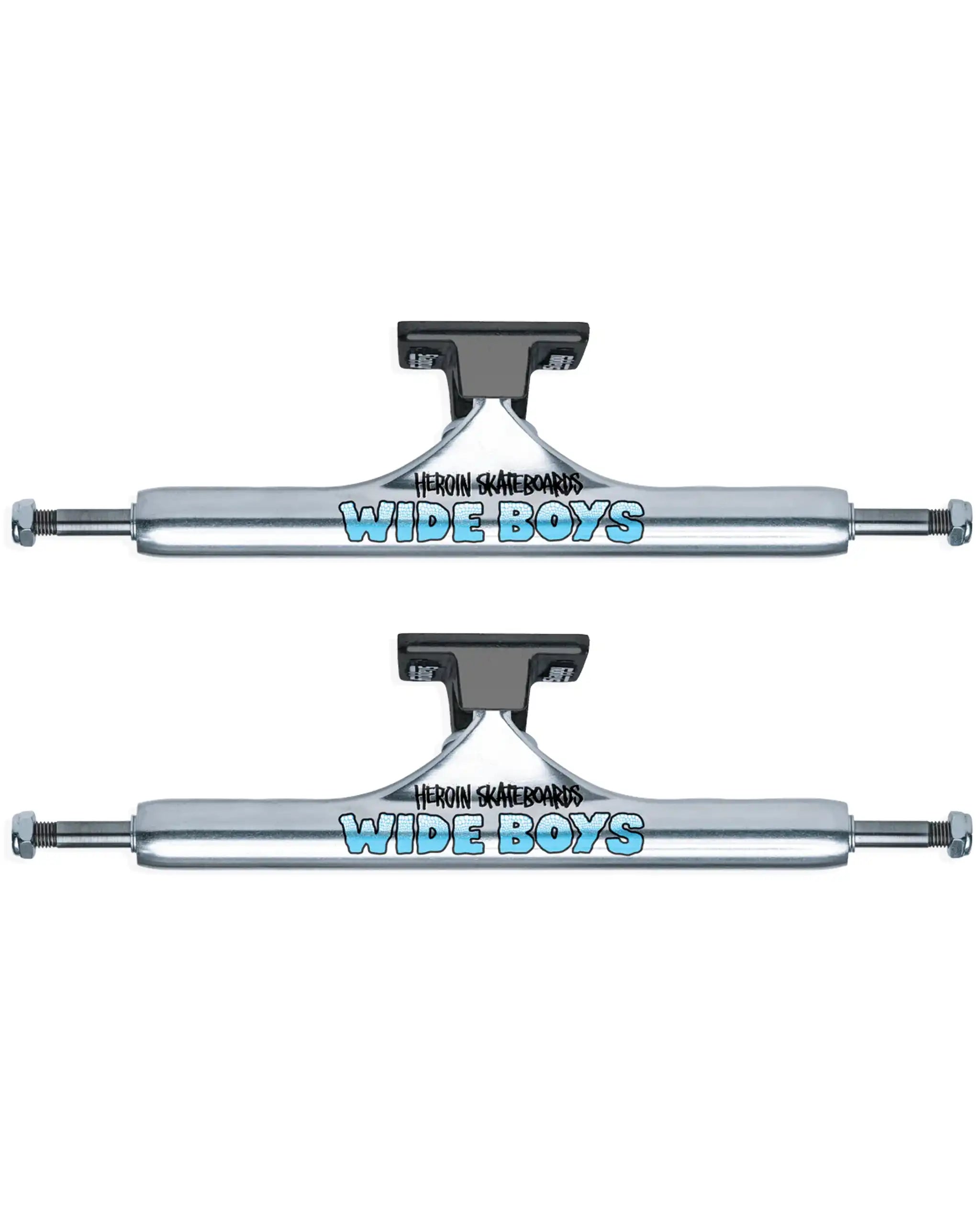 St1 Hollow Wide Boy Skateboard Trucks - Polished Silver/Black