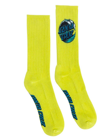 Bas Wave Dot Crew Socks - Safety Yellow