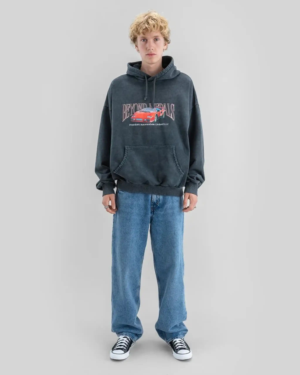 BEYOND MEDALS Premium Hoodie - Black Acid Wash – view 2
